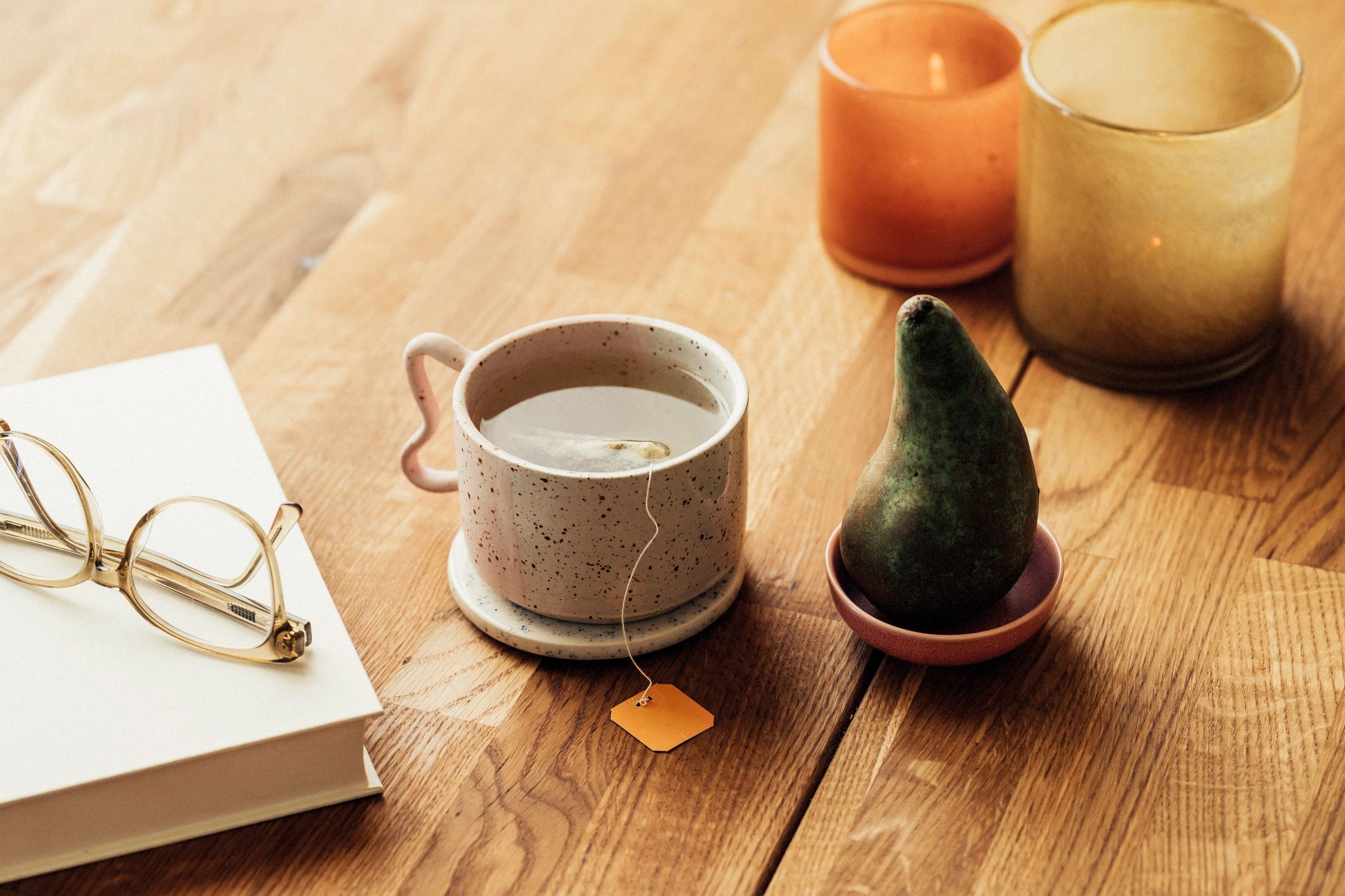 Herbal lemon ginger tea on a cozy table